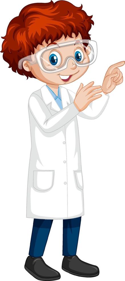 A boy cartoon character wearing laboratory coat vector