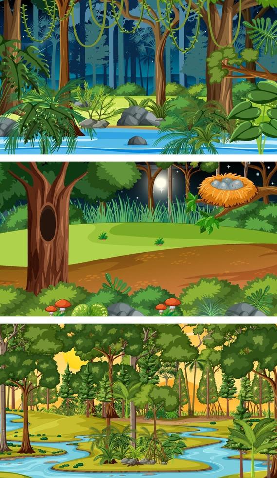 Three different nature horizontal scenes vector