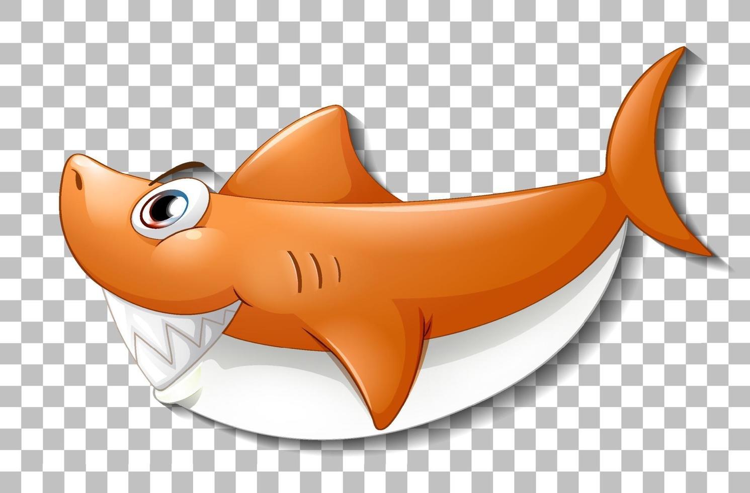 Smiling cute shark cartoon character isolated vector