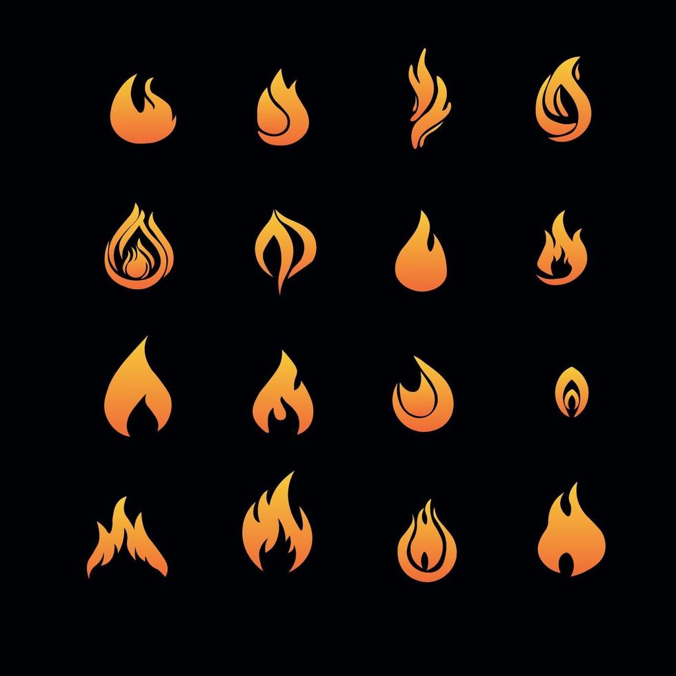 conjunto de logotipo de icono de fuego degradado vector