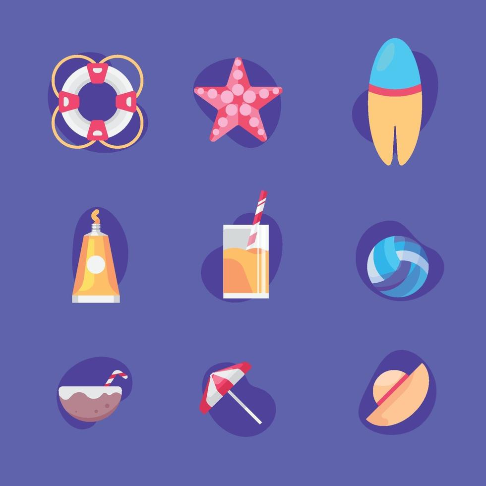 conjunto de iconos de verano vector