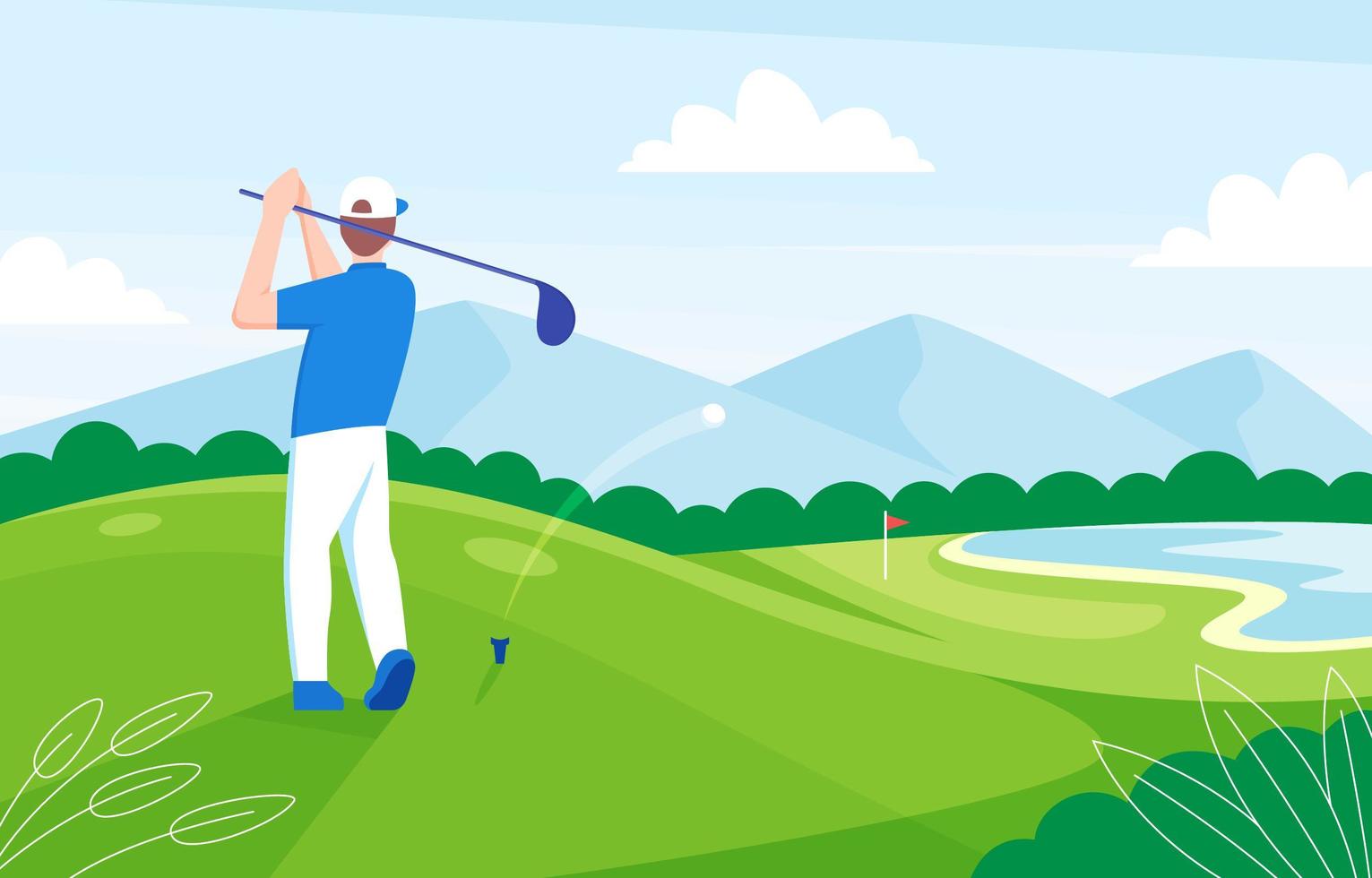 Man Playing Golf on the Field vector