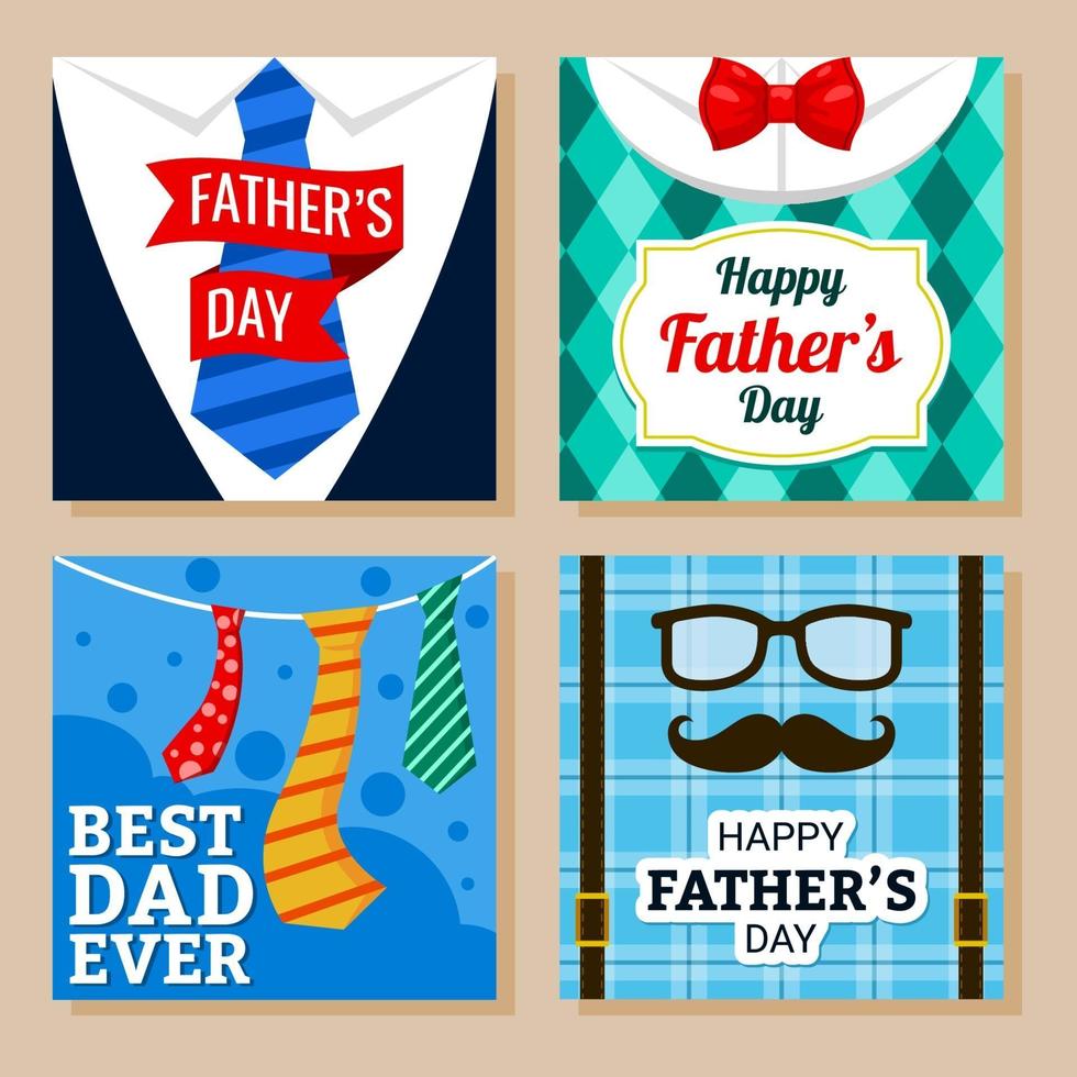 Set of Father's Day Greeting Card vector