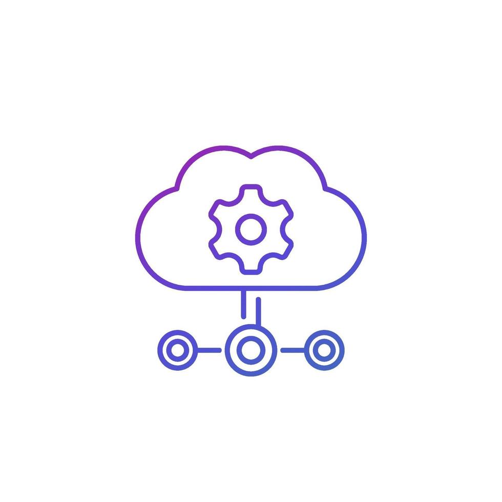 Edge computing technologies line icon with cloud vector