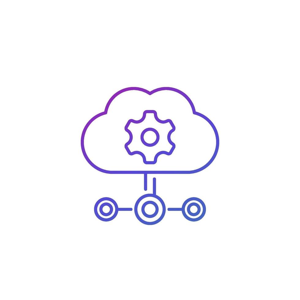 Edge computing technologies line icon with cloud vector