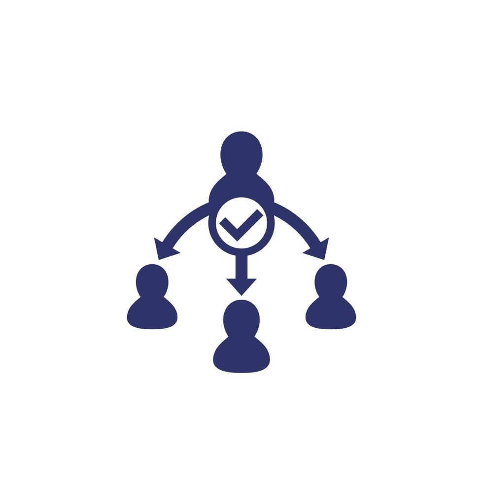delegate, task delegation icon on white vector