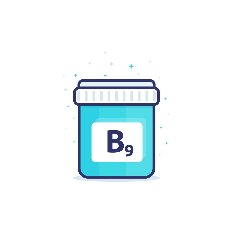 icono de vitamina b9 en blanco, vector