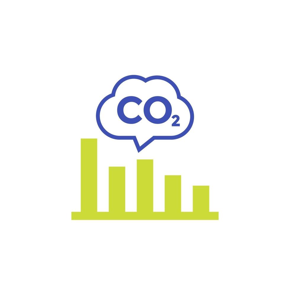 co2, carbon emissions levels chart icon, vector