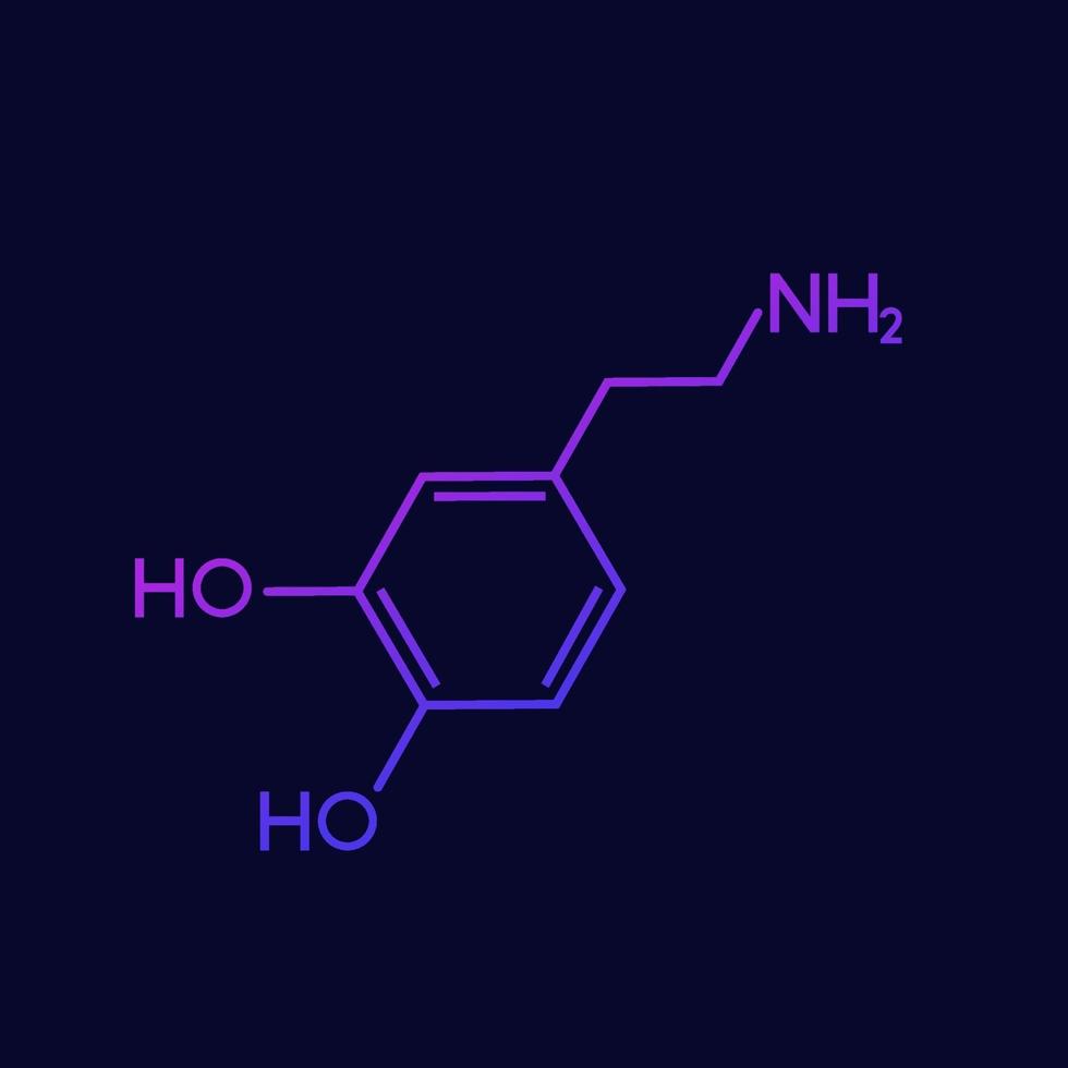 molécula de dopamina, neurotransmisor, hormona de la felicidad vector