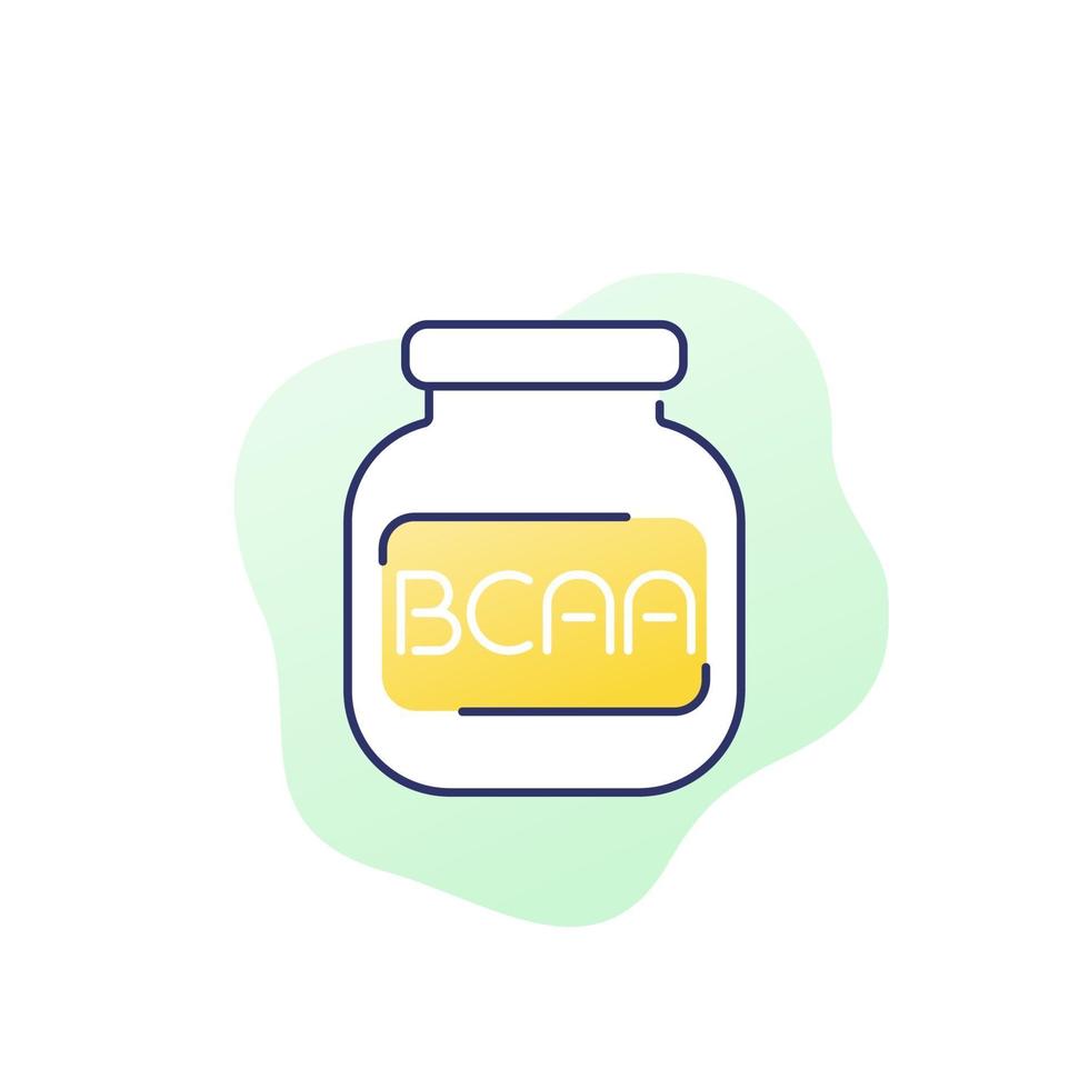 Bcaa, aminoácidos, icono de vector de suplementos de gimnasio