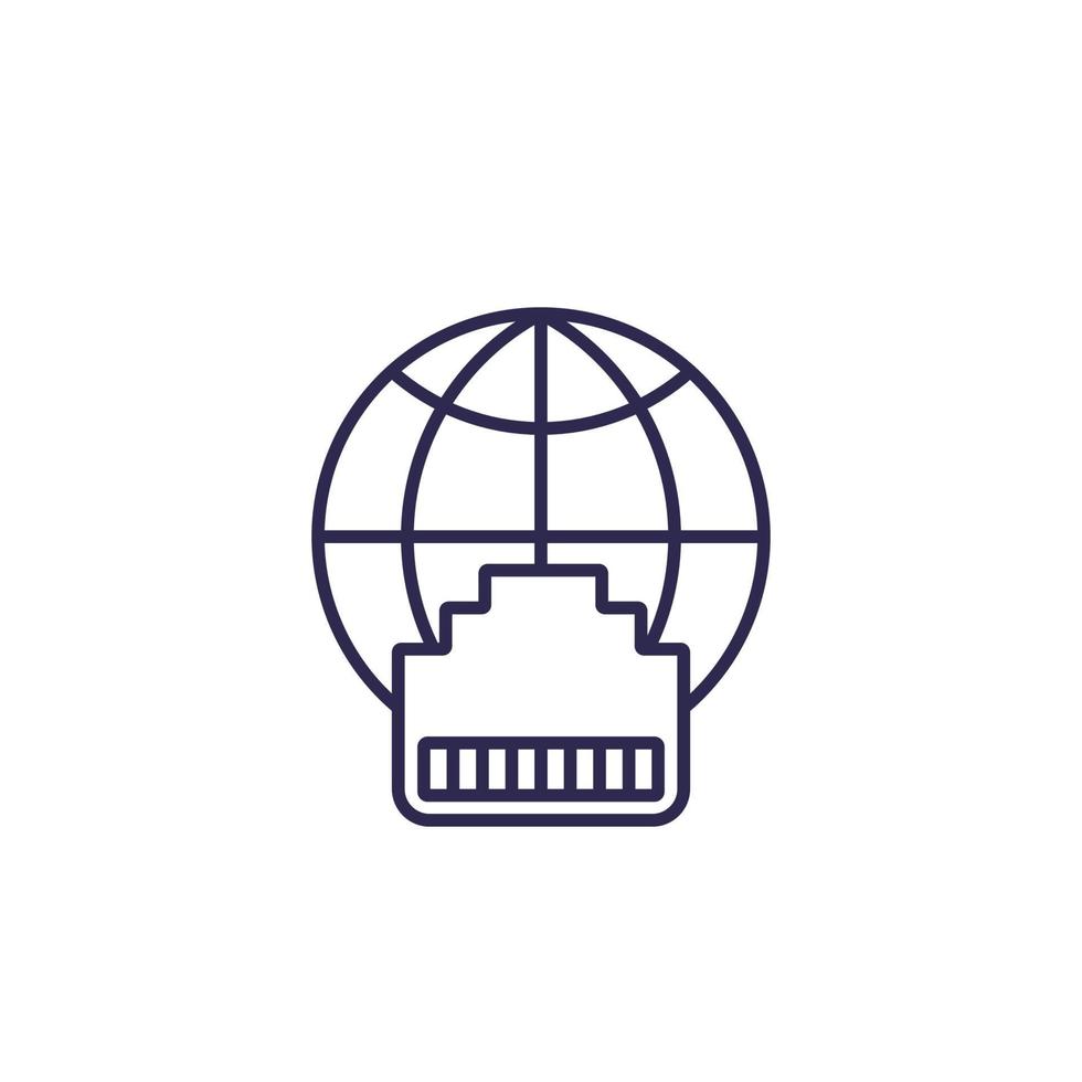 ethernet port, network icon, line vector