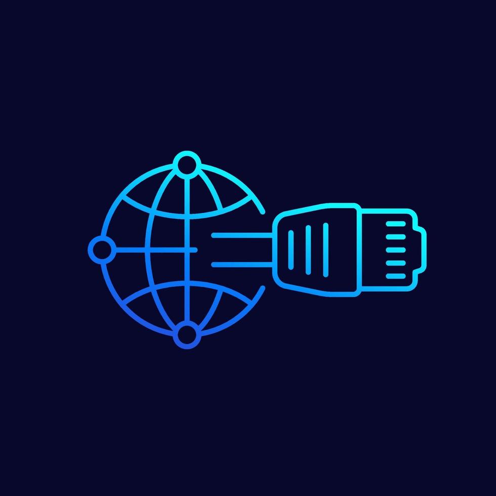 ethernet plug line vector icon