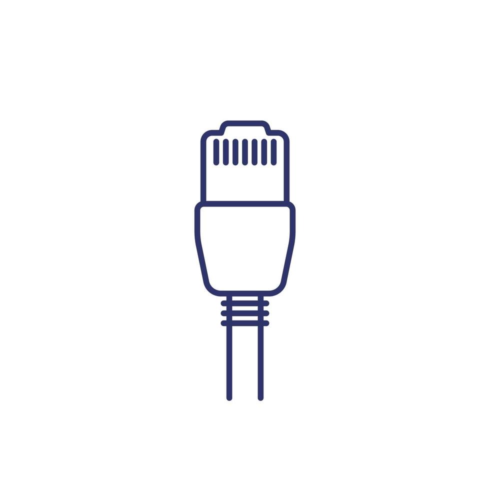 ethernet cable with a plug, line icon vector