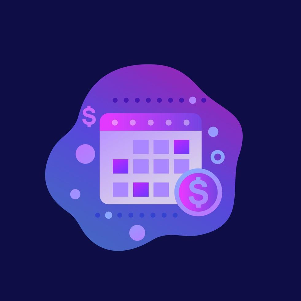 Financial calendar or planning vector icon