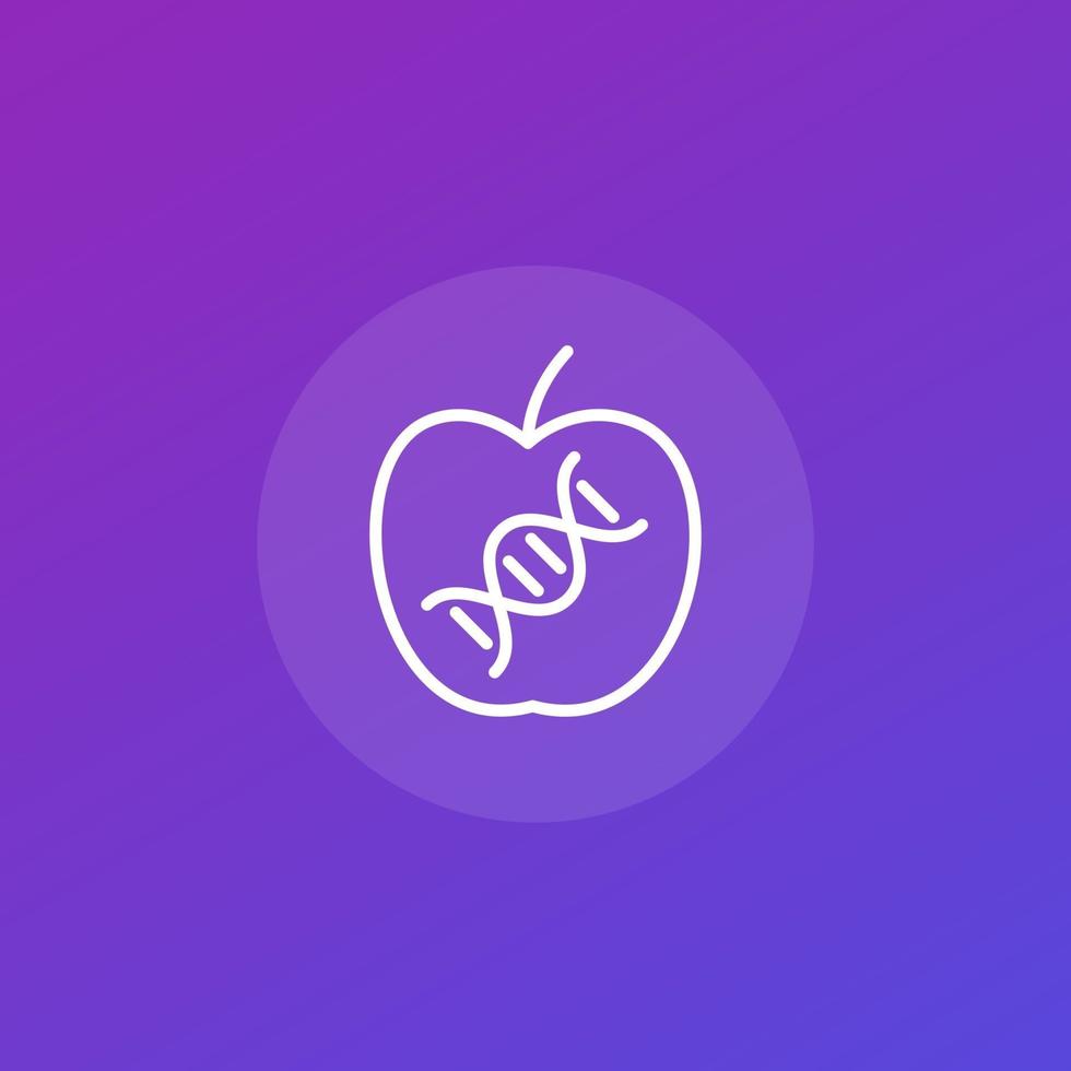 genetically modified apple icon, line vector