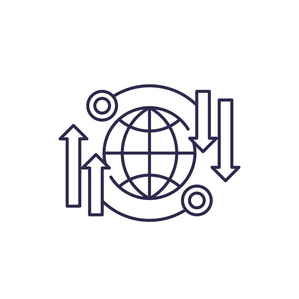 Global data transfer line icon vector