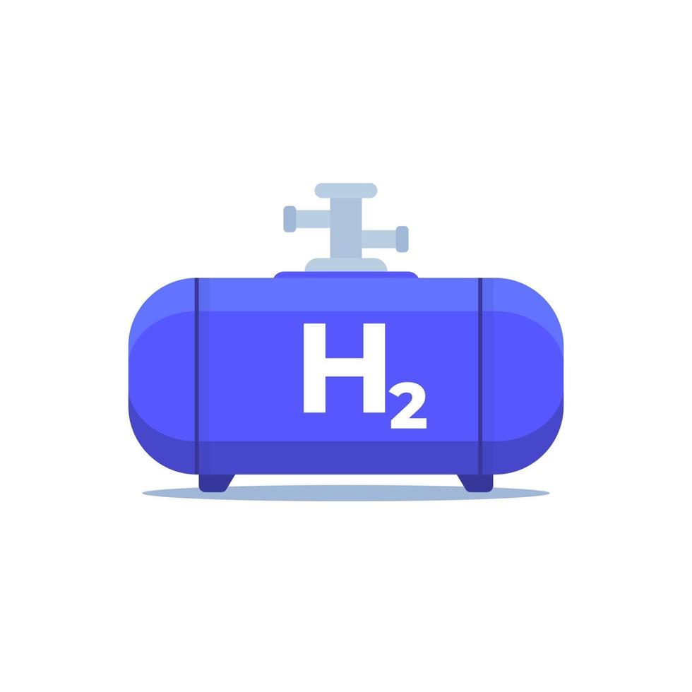 hydrogen storage, gas tank, industrial cylinder icon vector