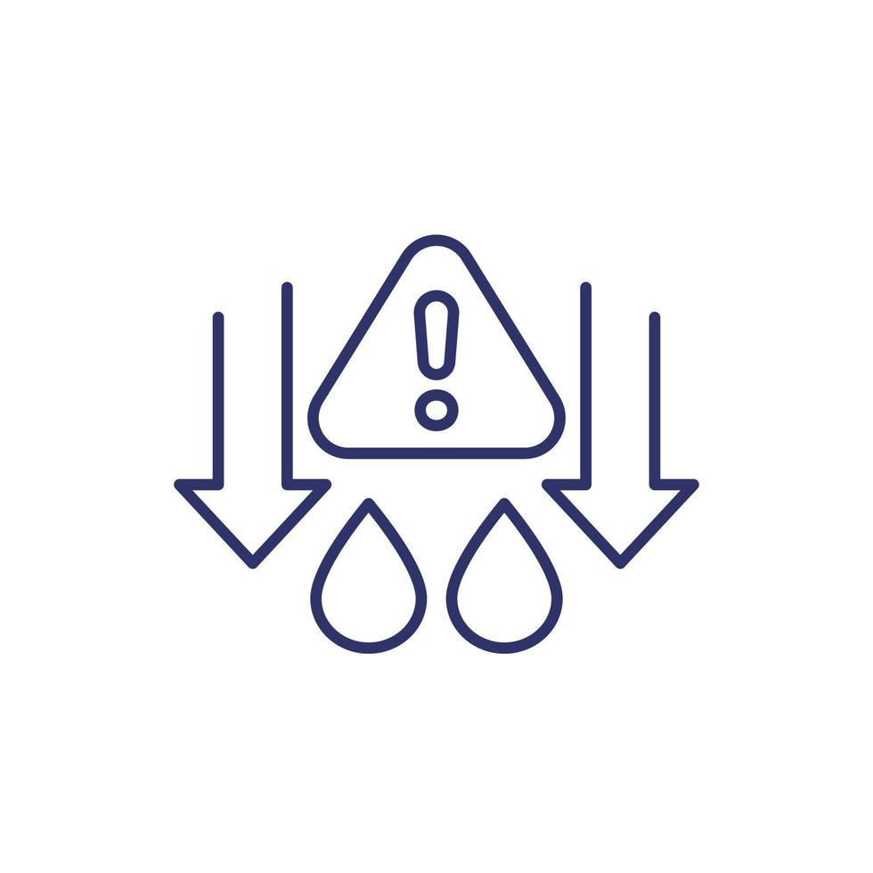 low water level warning icon, line vector