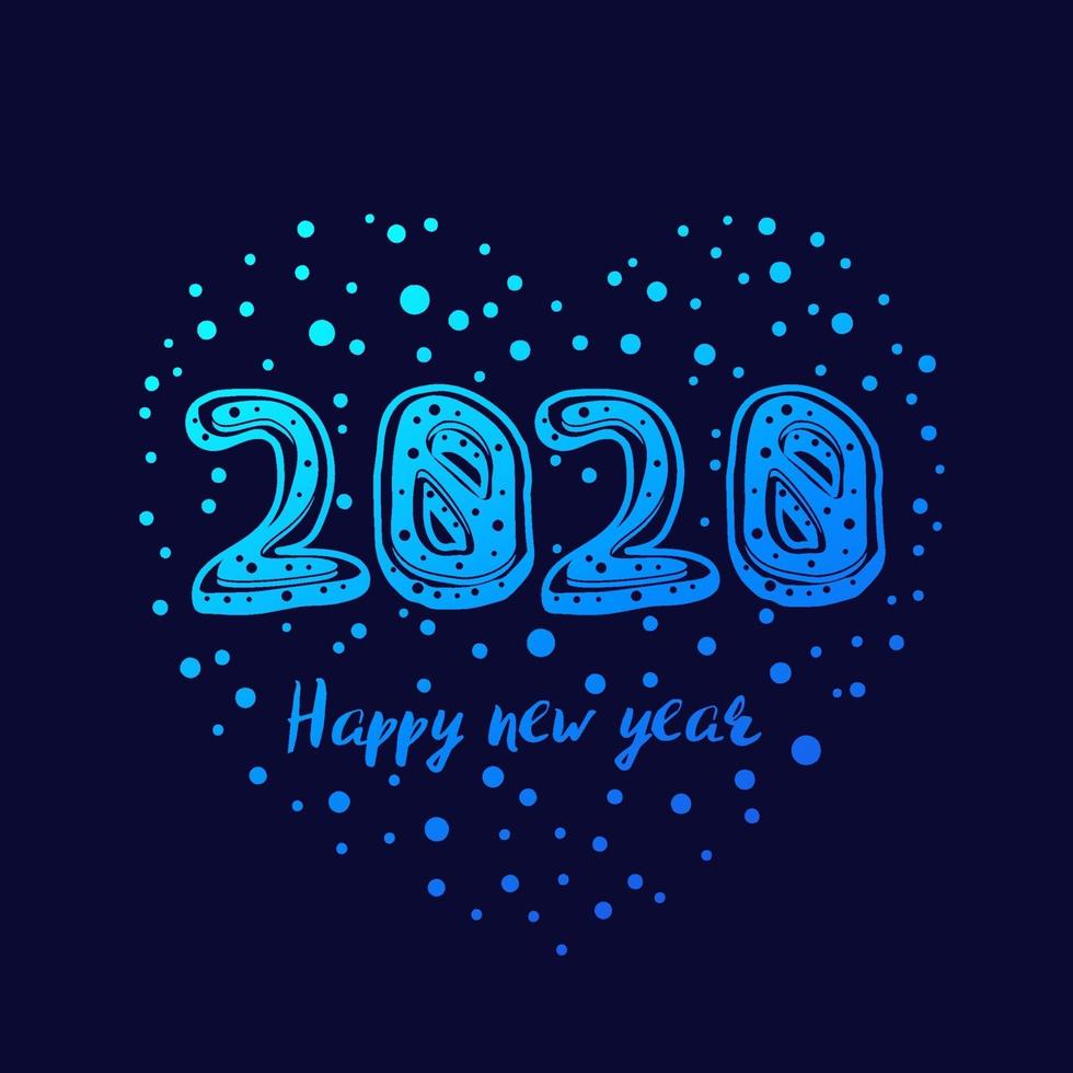 feliz año nuevo 2020 diseño de tarjeta de vector