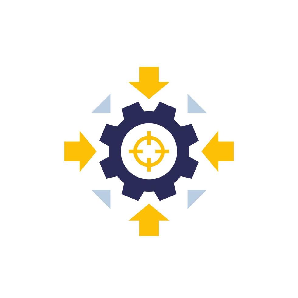 Integration concept vector icon with cogwheel and arrows