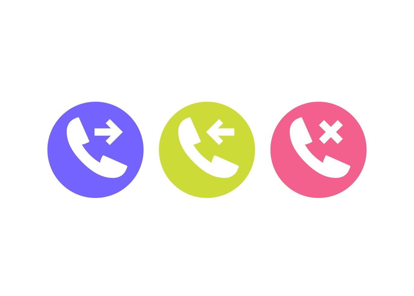phone call, incoming, outgoing, missed icons vector
