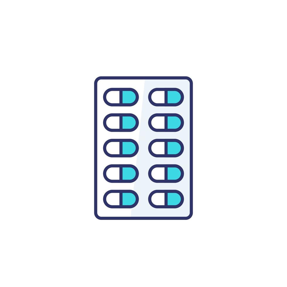 pills pack icon with outline vector