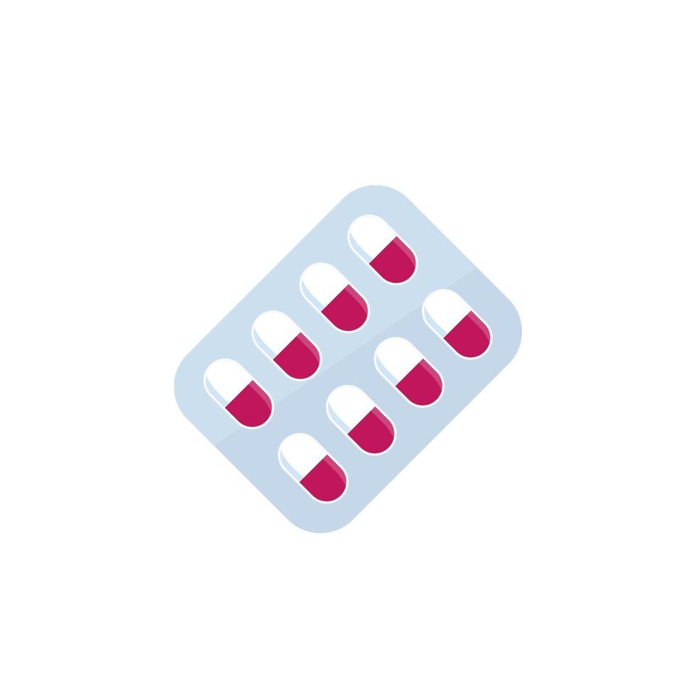 paquete de pastillas en blanco, vector