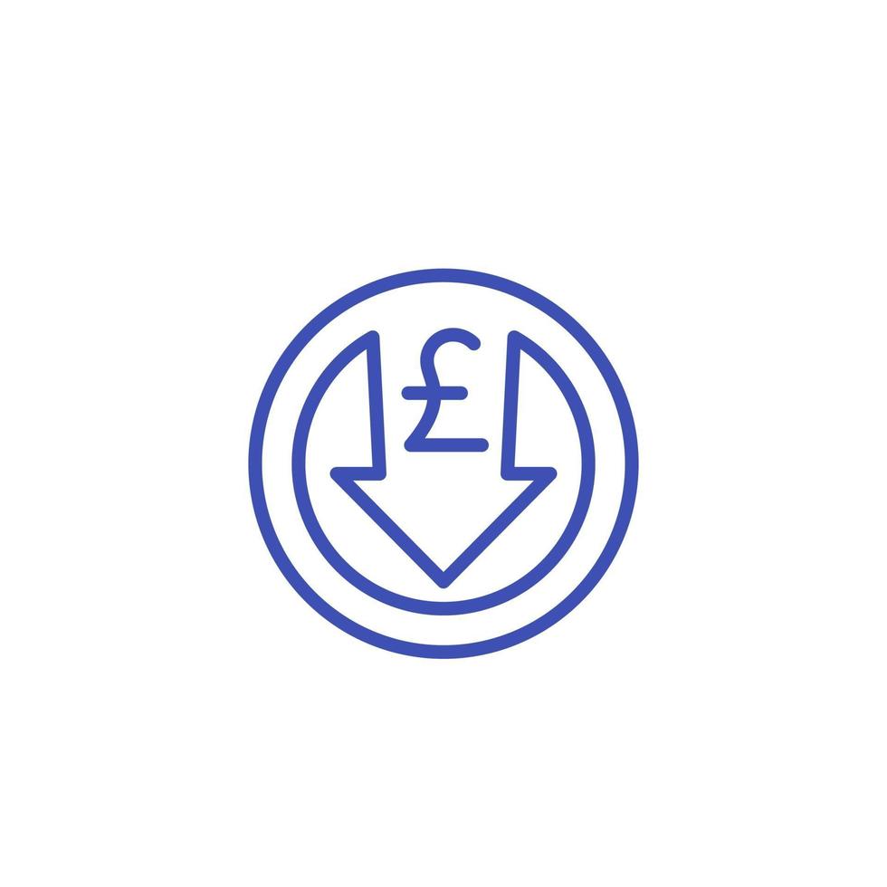 reduce costs icon with pound, line vector