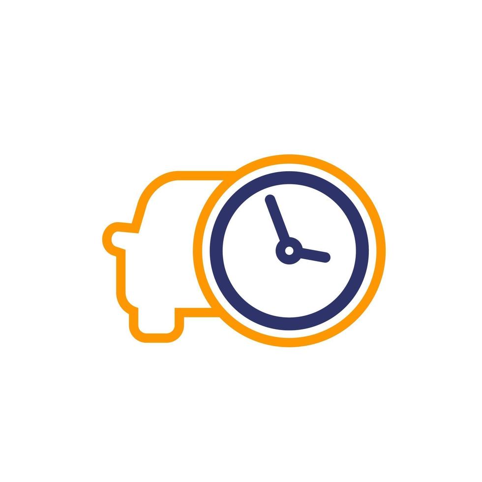 ride time, car and clock icon vector