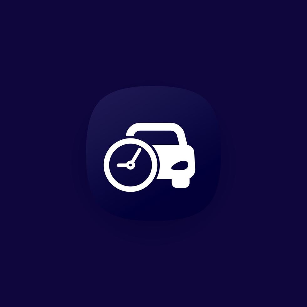 ride time icon, car and clock vector
