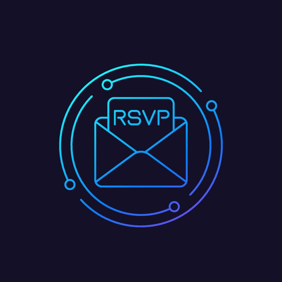 icono de rsvp, vector de estilo lineal