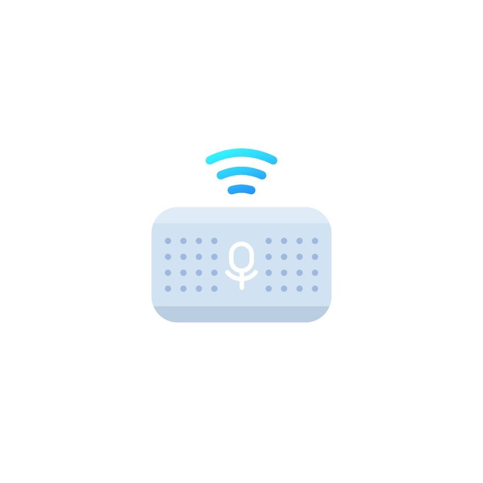 Smart speaker, voice assistant icon on white, vector