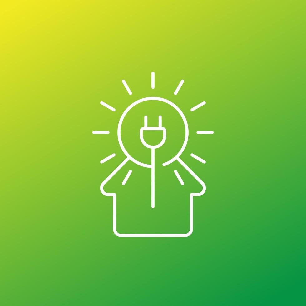 Solar energy for home, vector icon, linear style