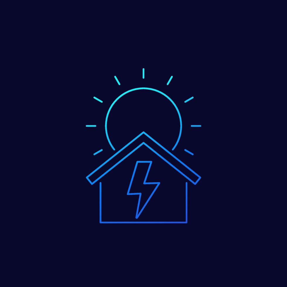 solar energy for home, linear icon vector