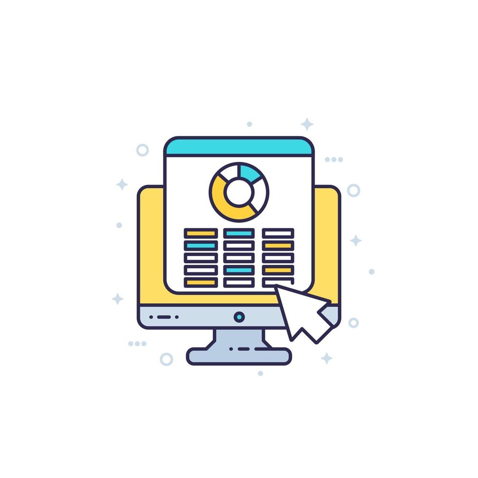 spreadsheet, report icon with outline vector