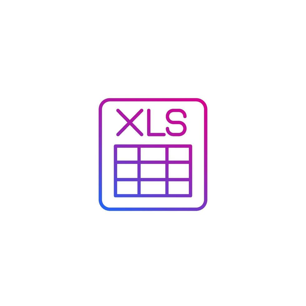 xls document vector line icon on white