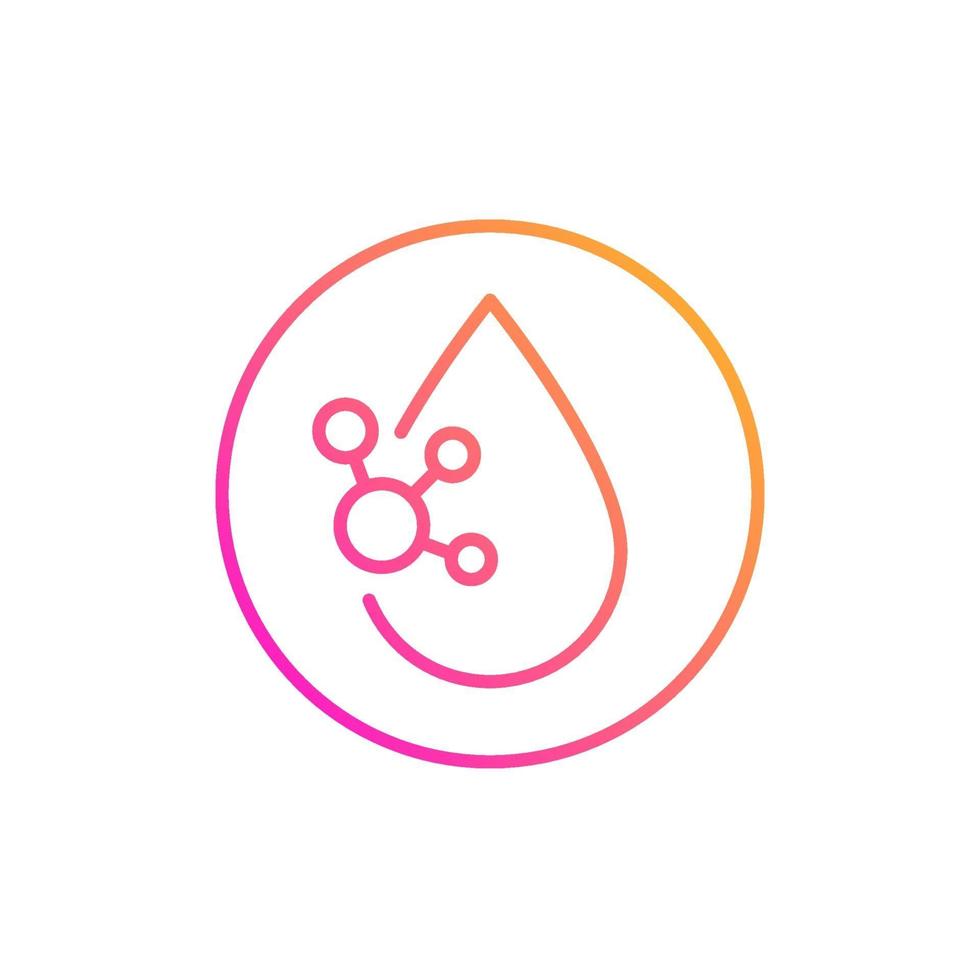 Acid drop icon with molecule, line design vector