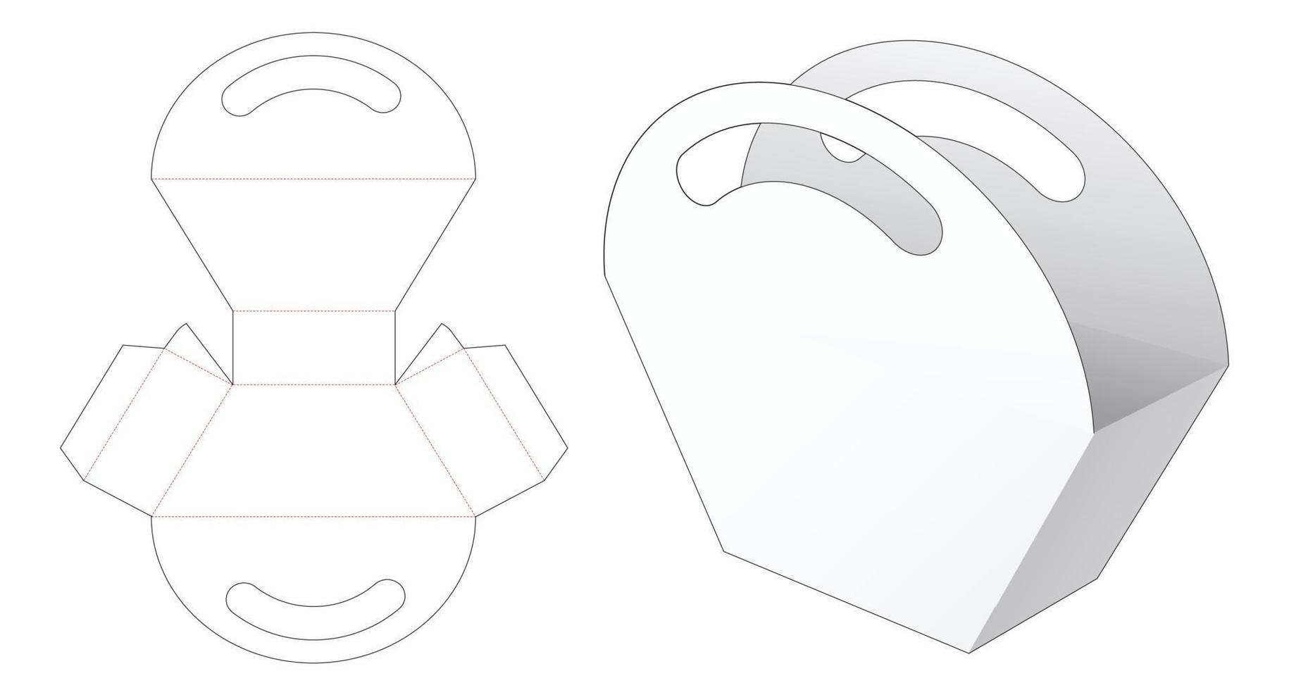 Trapezoid bag with handles die cut template vector