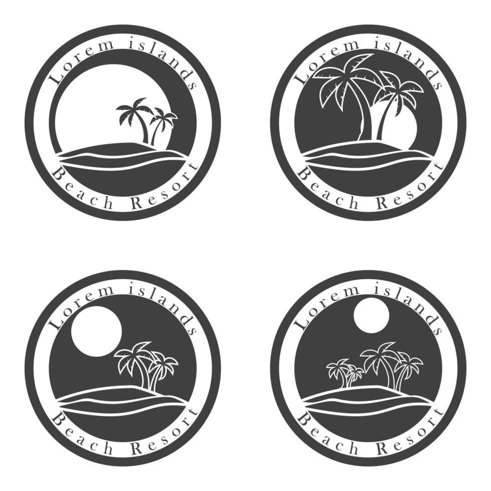 iconos de resort de playa oscuro vector