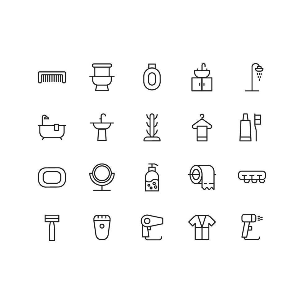 vector de línea de conjunto de iconos de baño