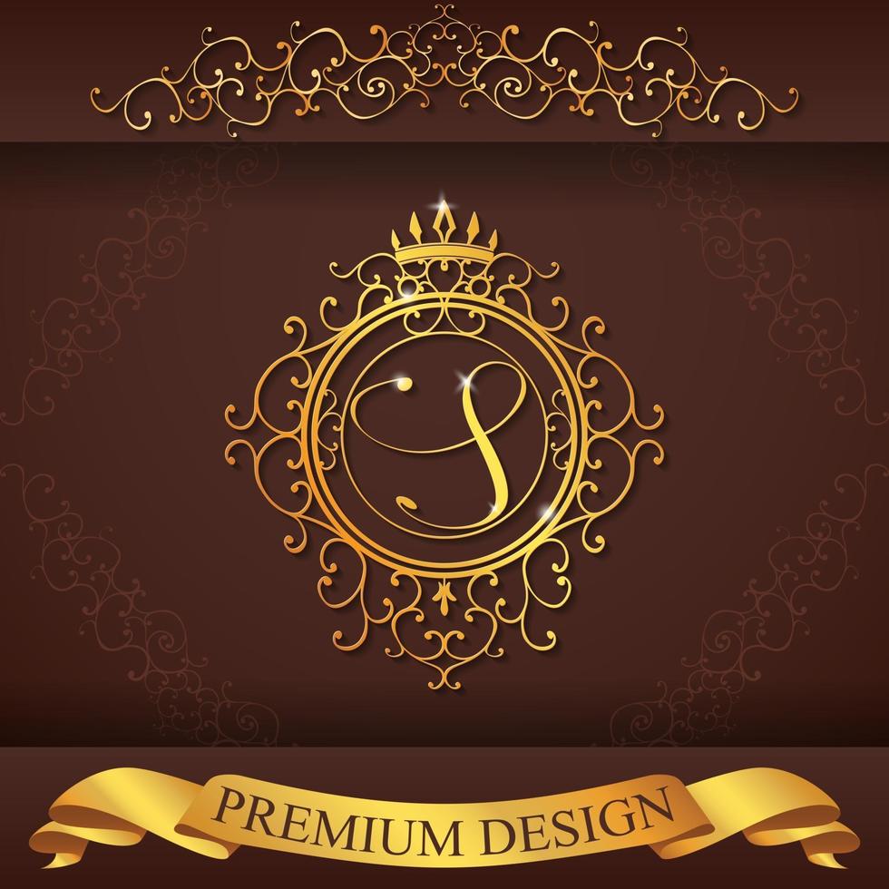 alfabeto heráldico oro premium diseño s vector