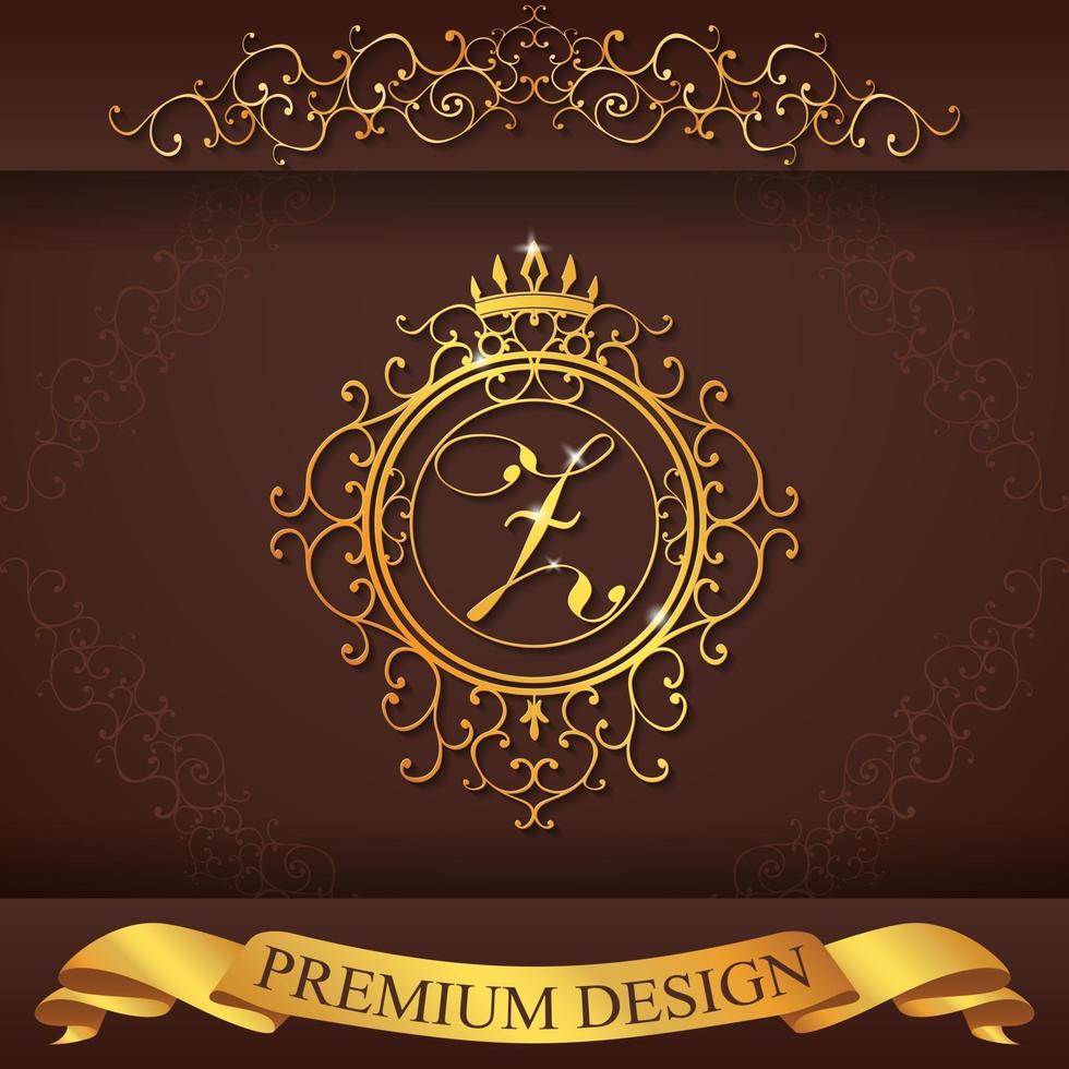 alfabeto heráldico oro premium diseño z vector