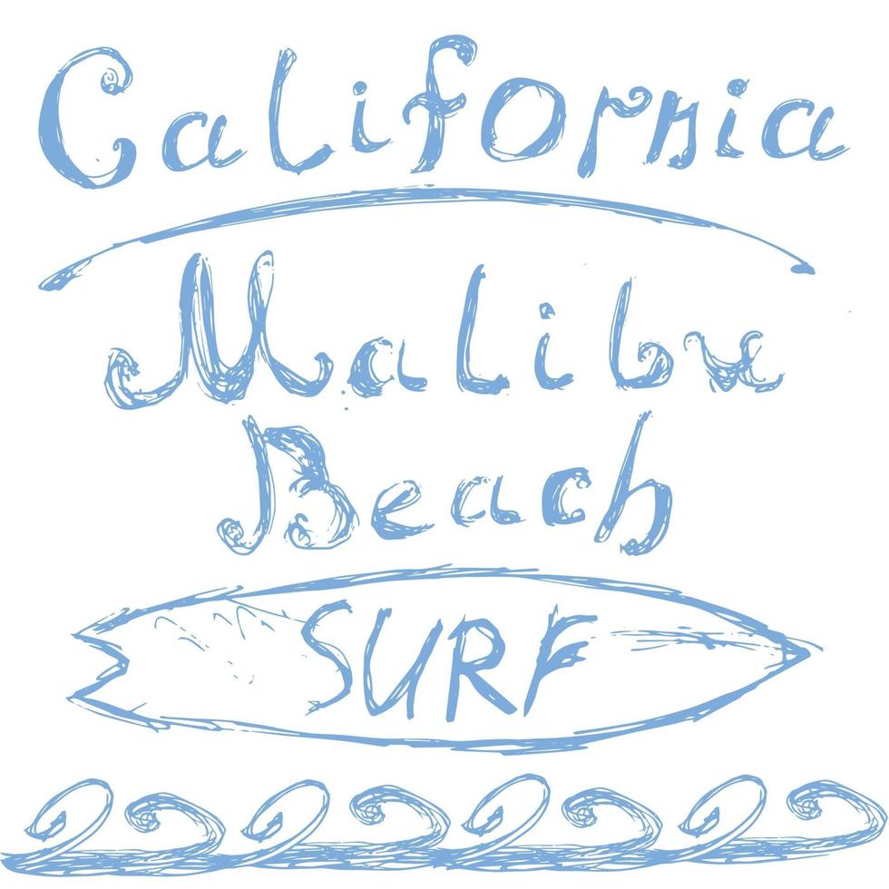 california surf malibu aislado vector