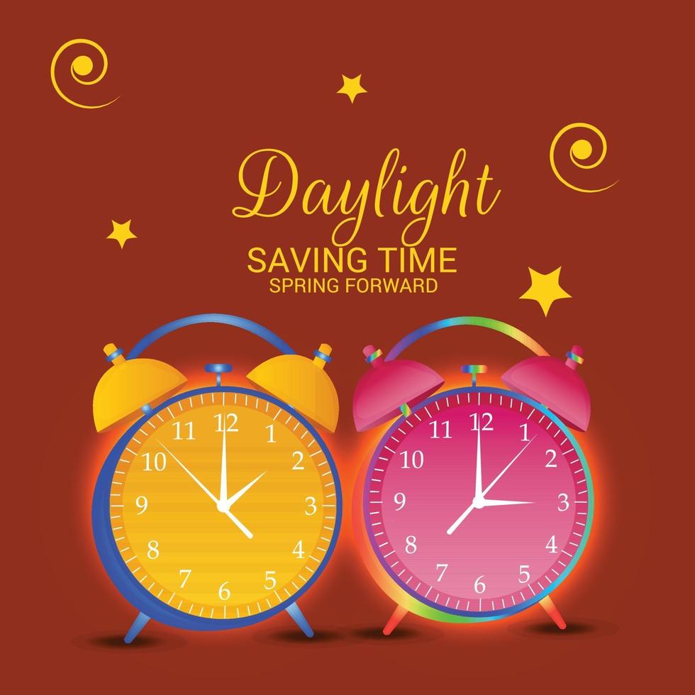 Vector illustration of a Background for Daylight Saving Time Summer Fall Back and Spring Forward.