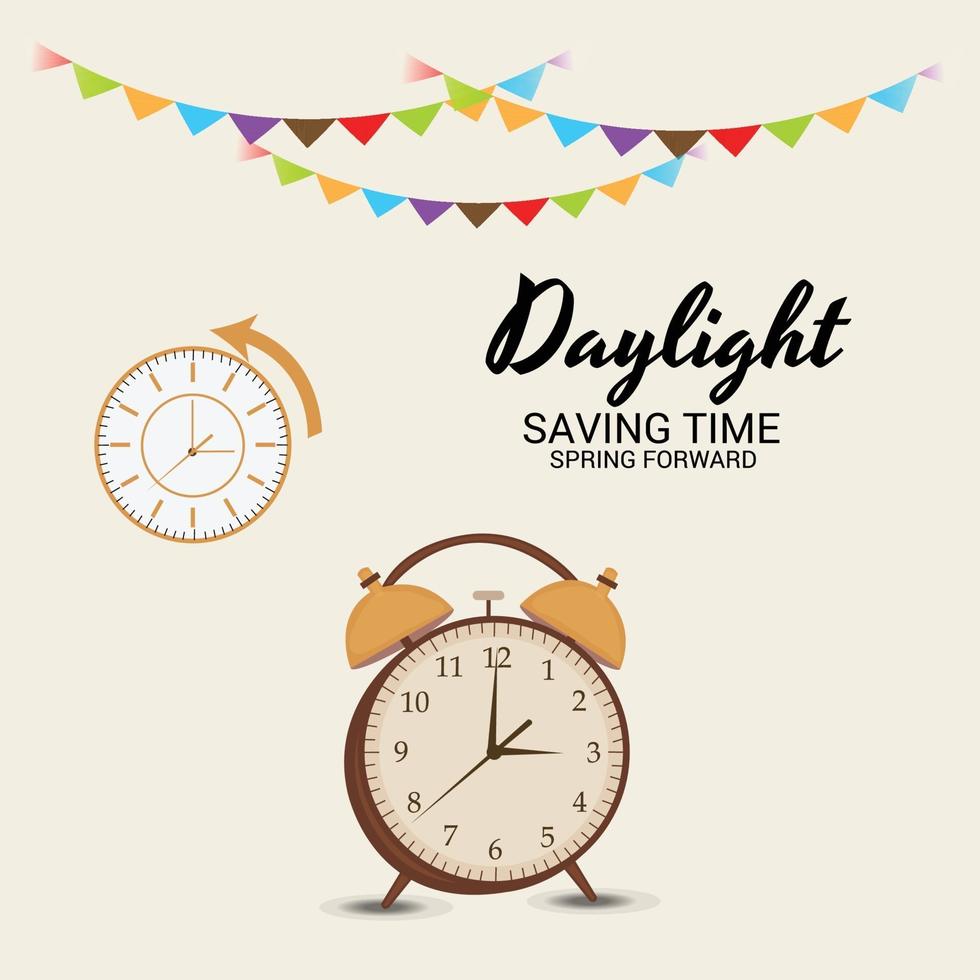 Vector illustration of a Background for Daylight Saving Time Summer Fall Back and Spring Forward.