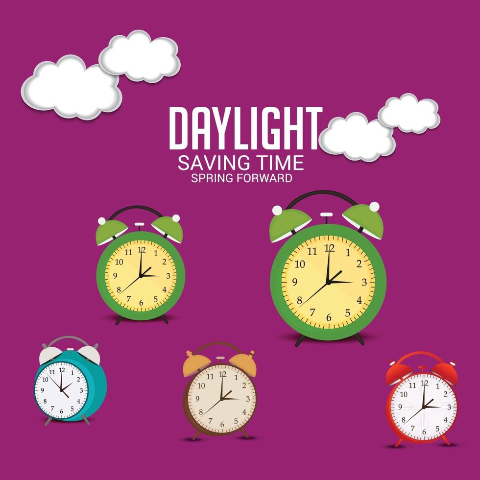 Vector illustration of a Background for Daylight Saving Time Summer Fall Back and Spring Forward.