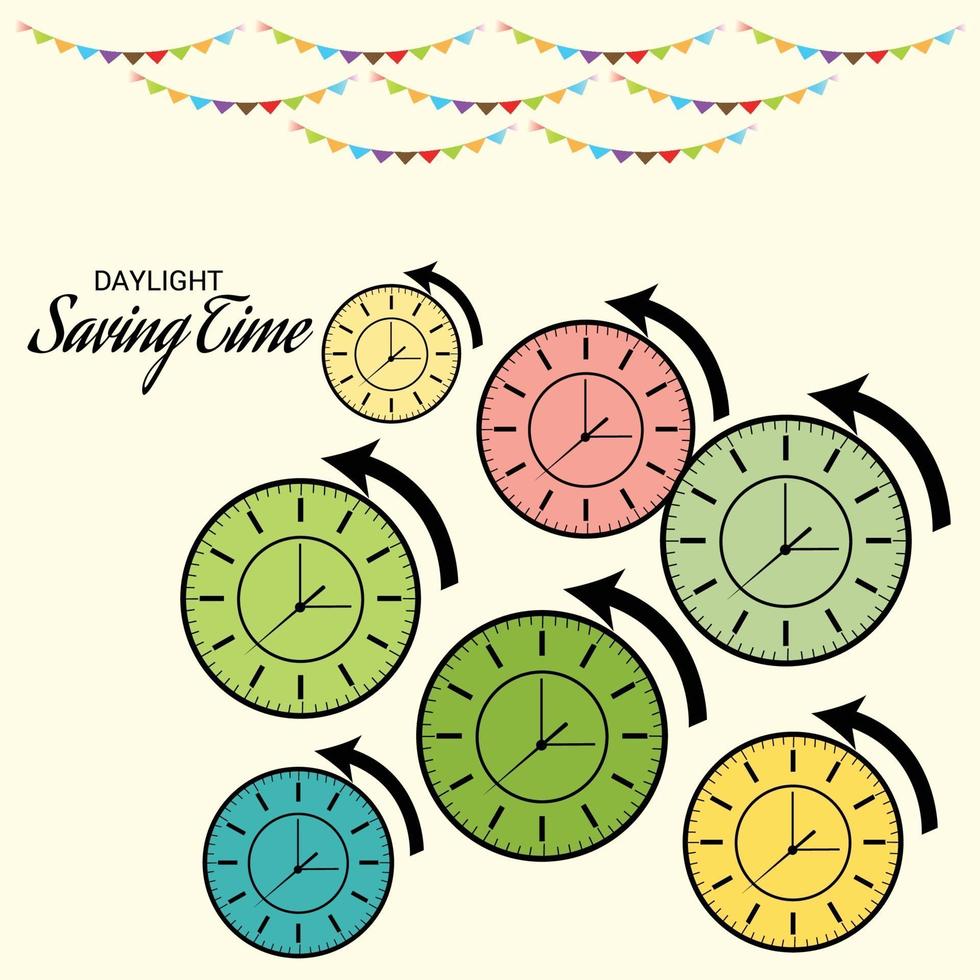 Vector illustration of a Background for Daylight Saving Time Summer Fall Back and Spring Forward.