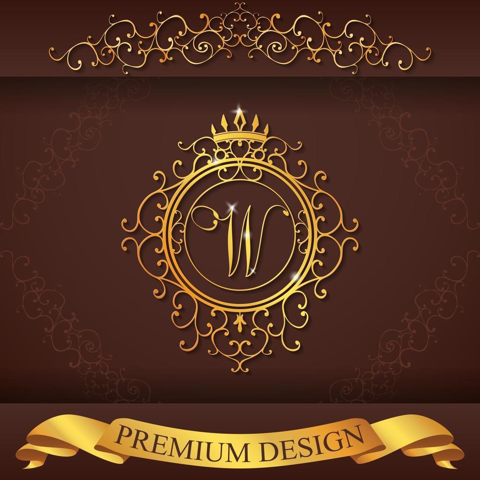 alfabeto heráldico oro premium diseño w vector