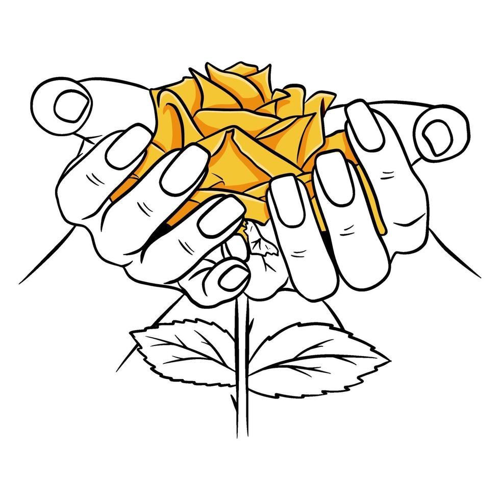 Hand-drawn roses. Beautiful flower. Cartoon style. Vector illustration.