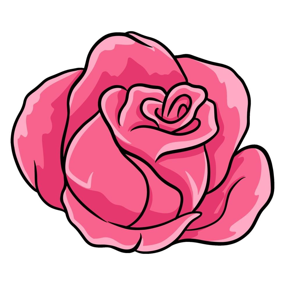 rosas dibujadas a mano. hermosa flor. estilo de dibujos animados. ilustración vectorial. vector